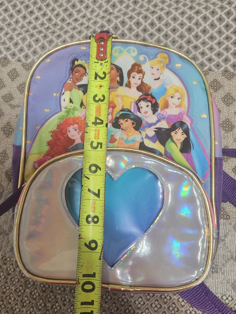 Disney Princess Holographic Heart Kids Backpack - Purple/Blue mini